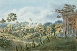 Veduta dal bungalow del capitano Williams a Mongheer (Munger), c.1808 da English School